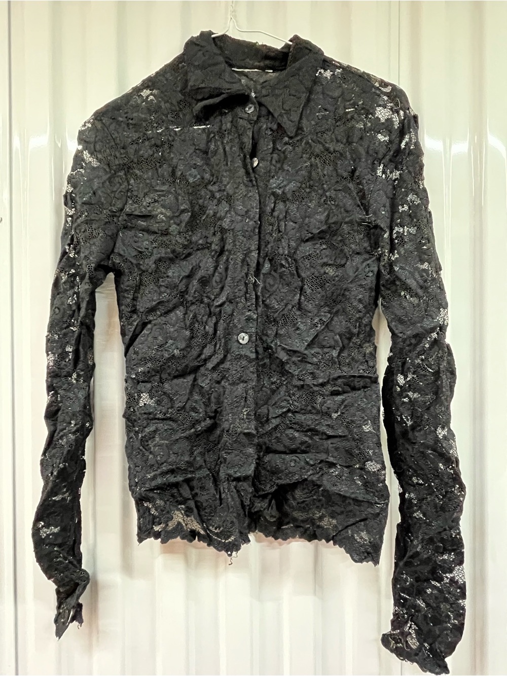 Black Lace Button-Front Women's Jacket